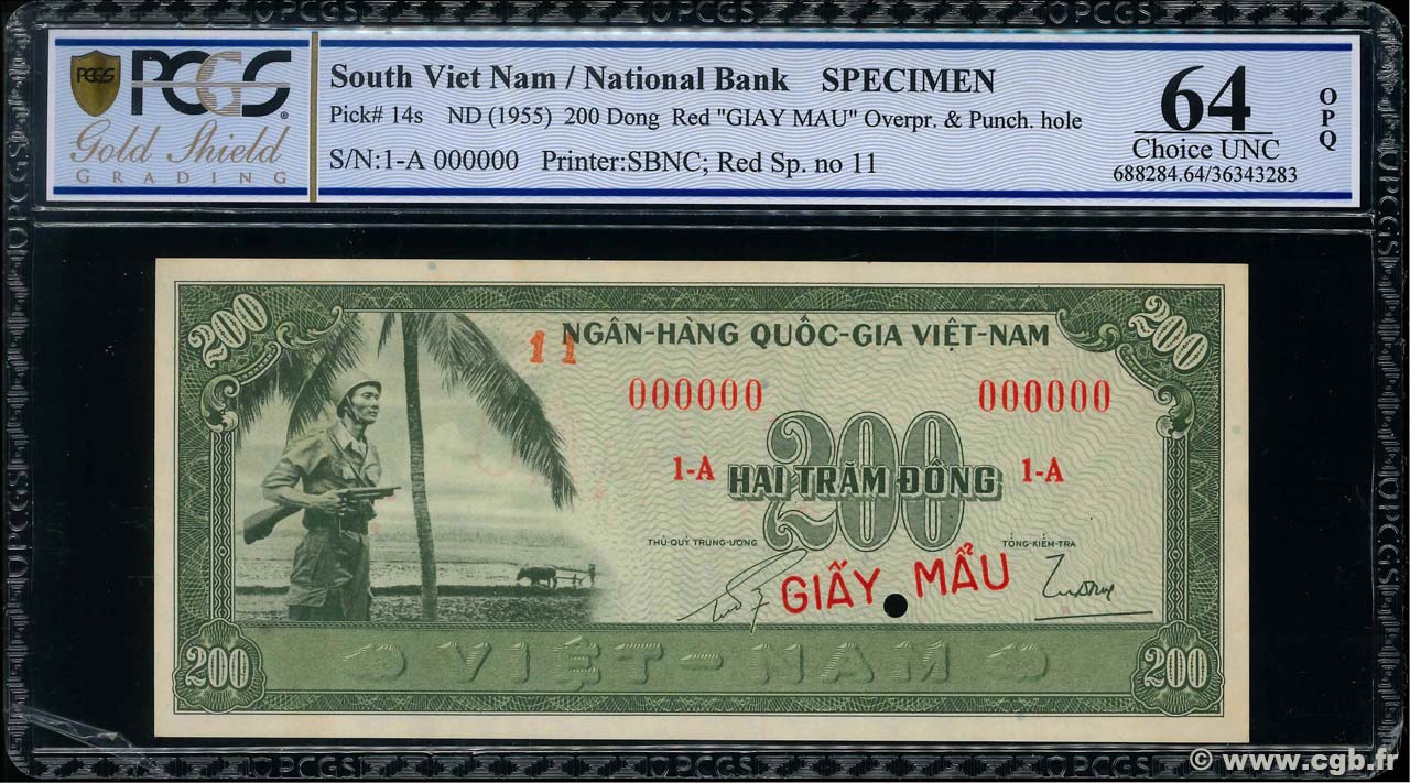 200 Dong Spécimen SOUTH VIETNAM  1955 P.14s UNC