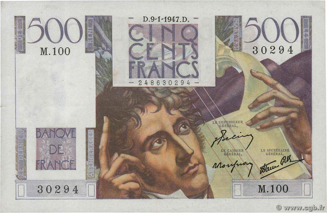500 Francs CHATEAUBRIAND FRANCIA  1947 F.34.07 EBC