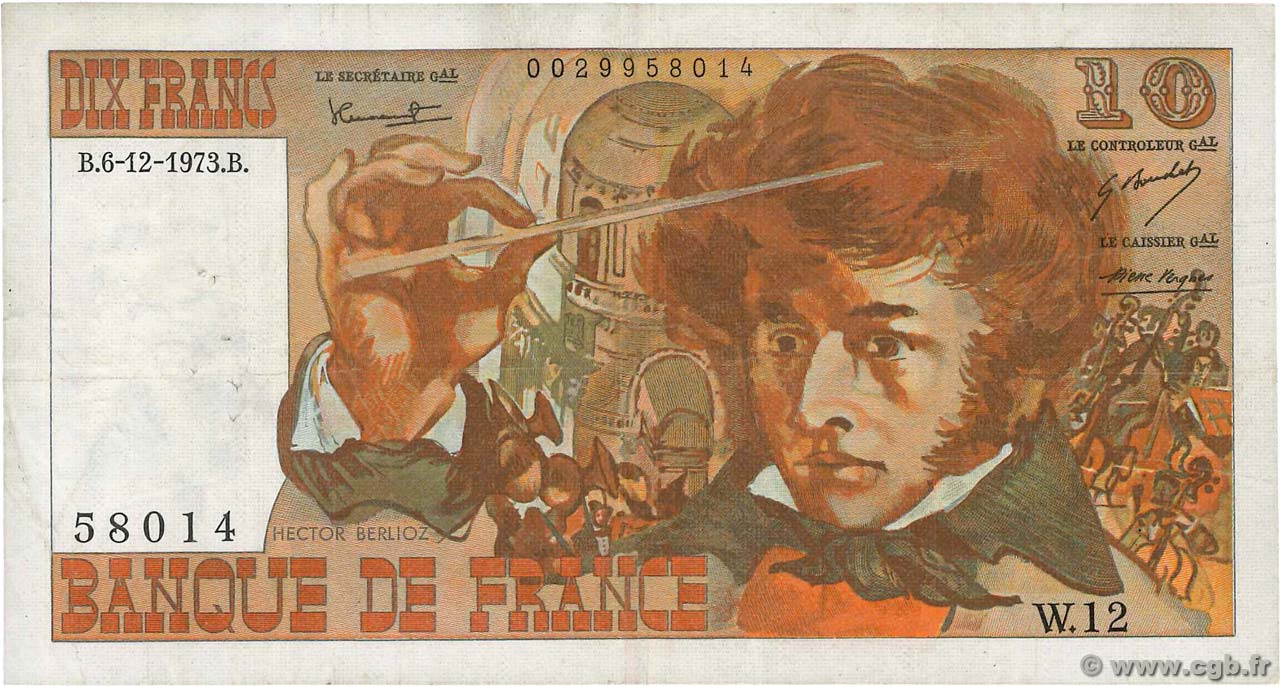 10 Francs BERLIOZ Remplacement FRANCIA  1973 F.63.02 BB
