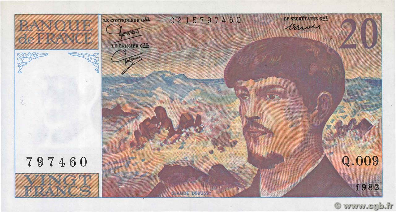 20 Francs DEBUSSY FRANCIA  1982 F.66.03 q.FDC