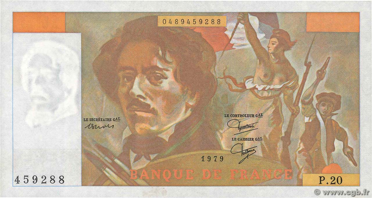 100 Francs DELACROIX modifié Fauté FRANCIA  1979 F.69.03 EBC