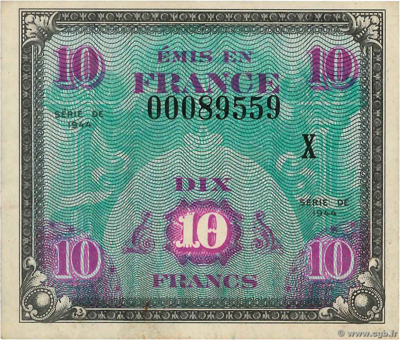 10 Francs DRAPEAU FRANCIA  1944 VF.18.02 SPL