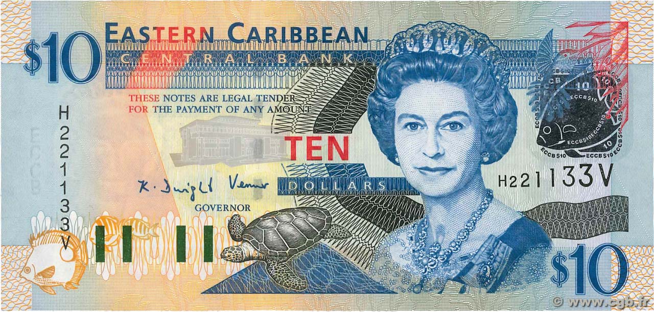 10 Dollars Numéro spécial EAST CARIBBEAN STATES  2003 P.43v ST