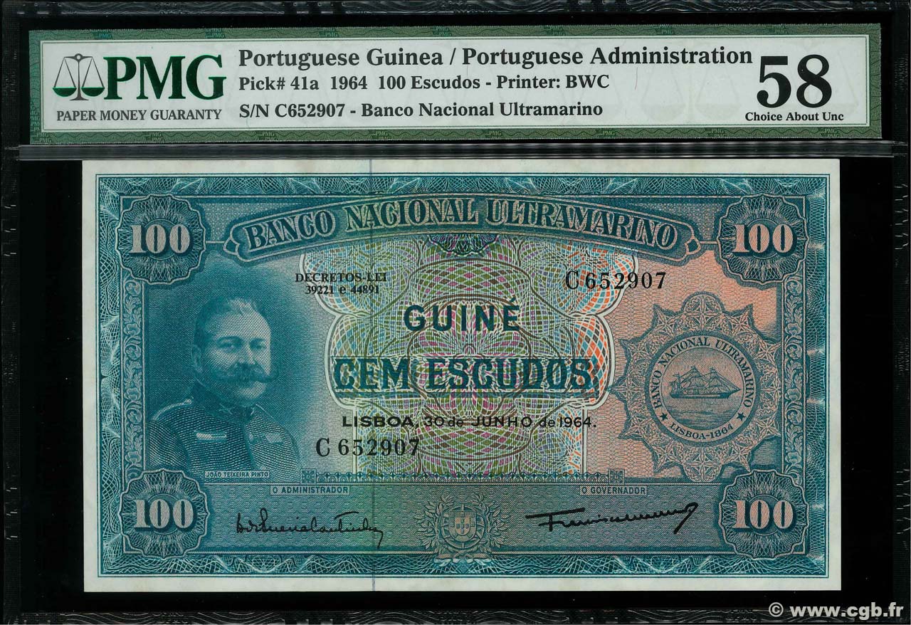 100 Escudos GUINÉE PORTUGAISE  1964 P.041a SPL