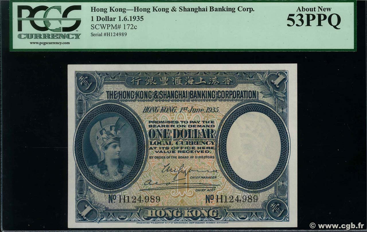 1 Dollar HONGKONG  1935 P.172c VZ+
