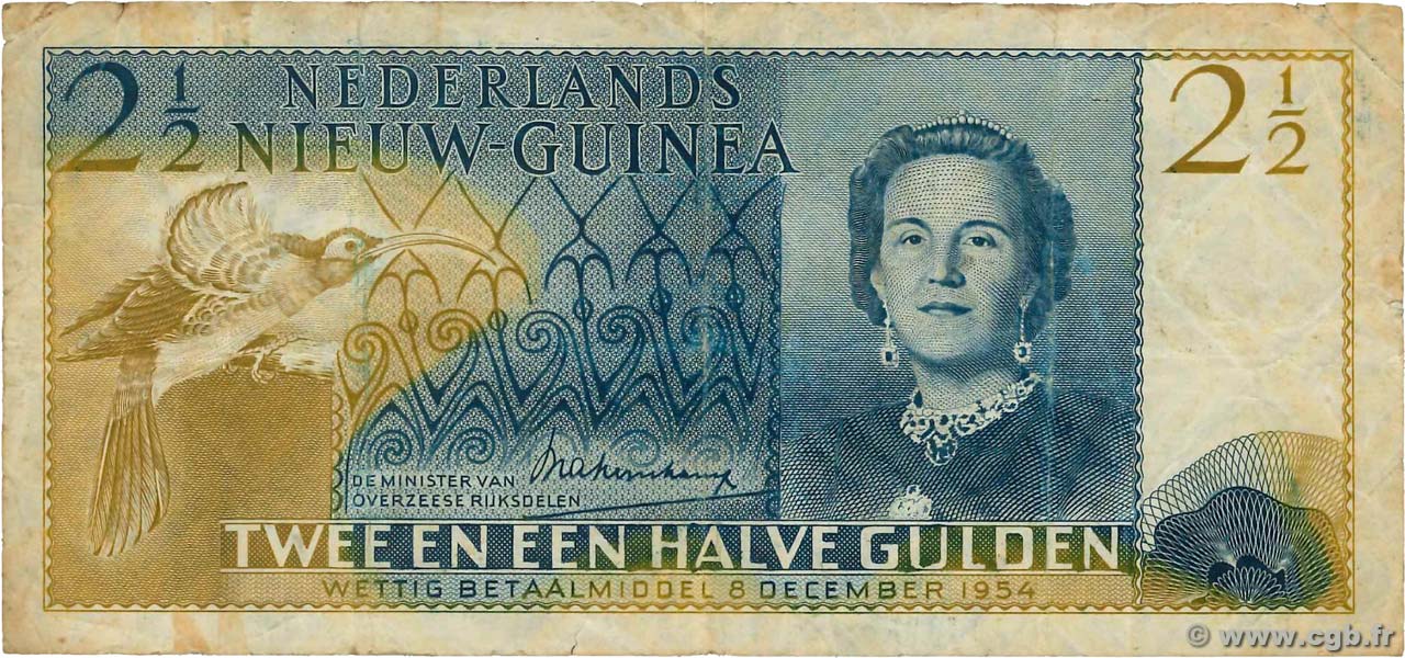 2,5 Gulden NETHERLANDS NEW GUINEA  1954 P.12a F-