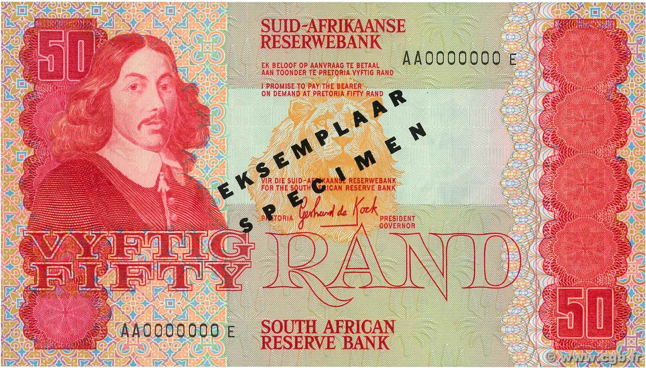 50 Rand Spécimen AFRIQUE DU SUD  1984 P.122as pr.NEUF