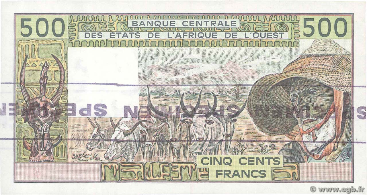 500 Francs Épreuve ÉTATS DE L AFRIQUE DE L OUEST  1988 P.106s pr.NEUF