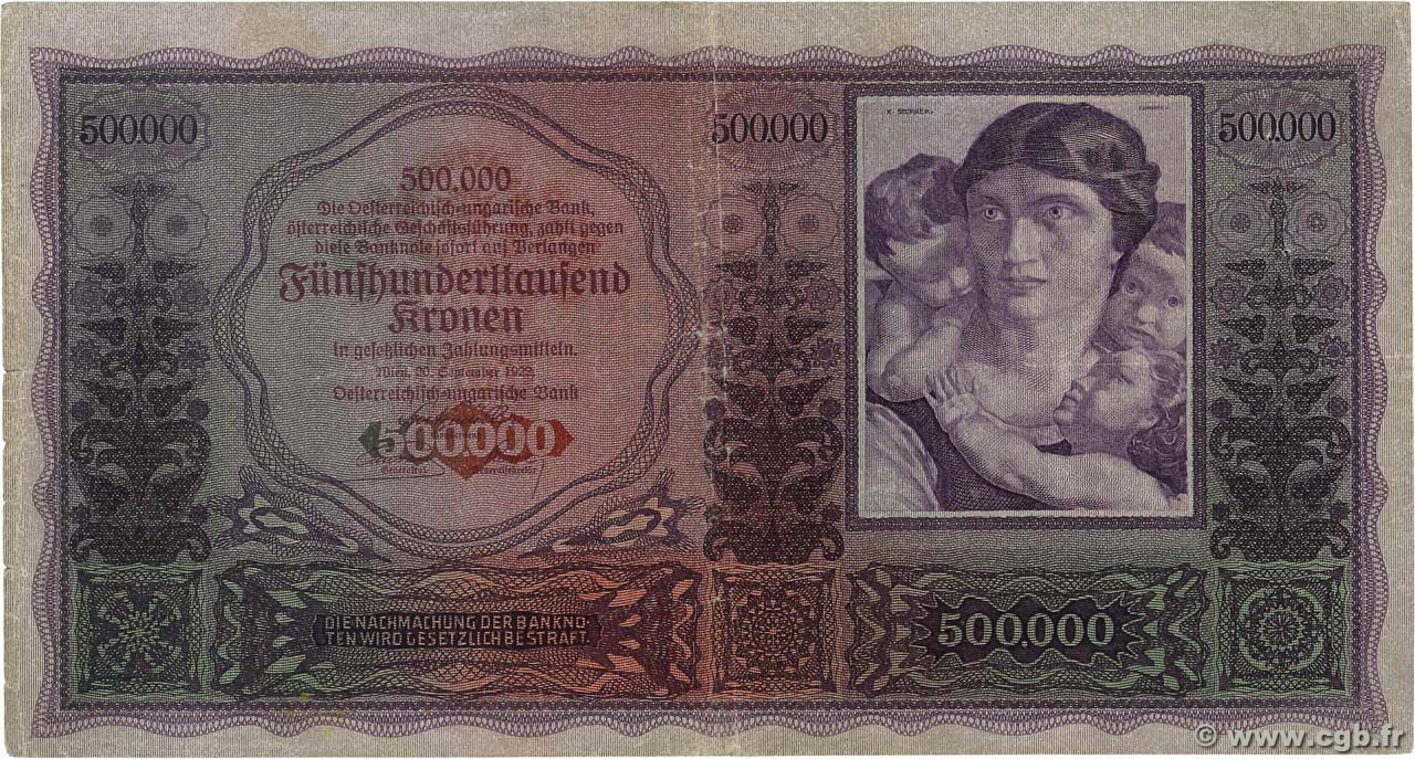 500000 Kronen ÖSTERREICH  1922 P.084 fSS