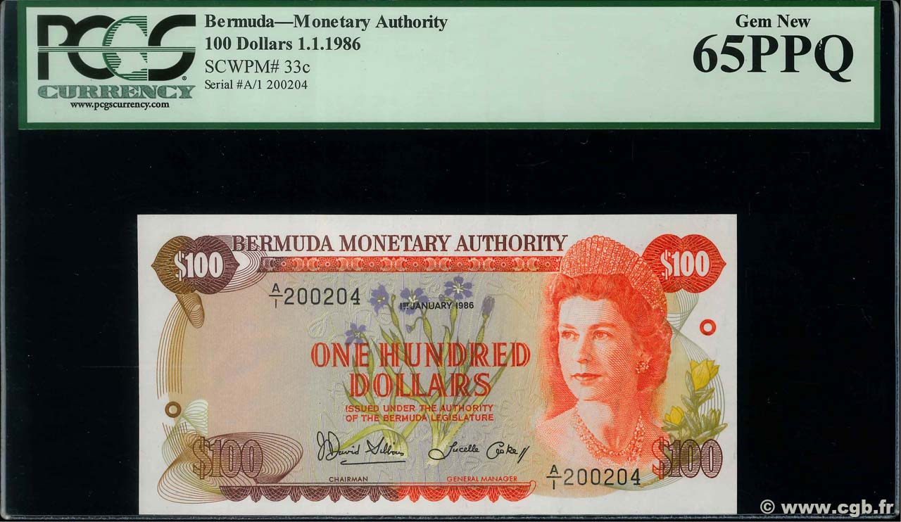 100 Dollars BERMUDAS  1984 P.33c FDC