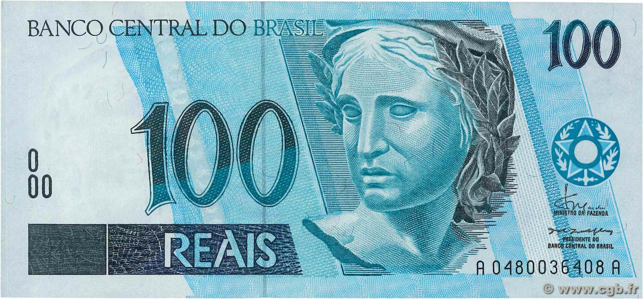 100 Reais BRAZIL  1994 P.247a UNC