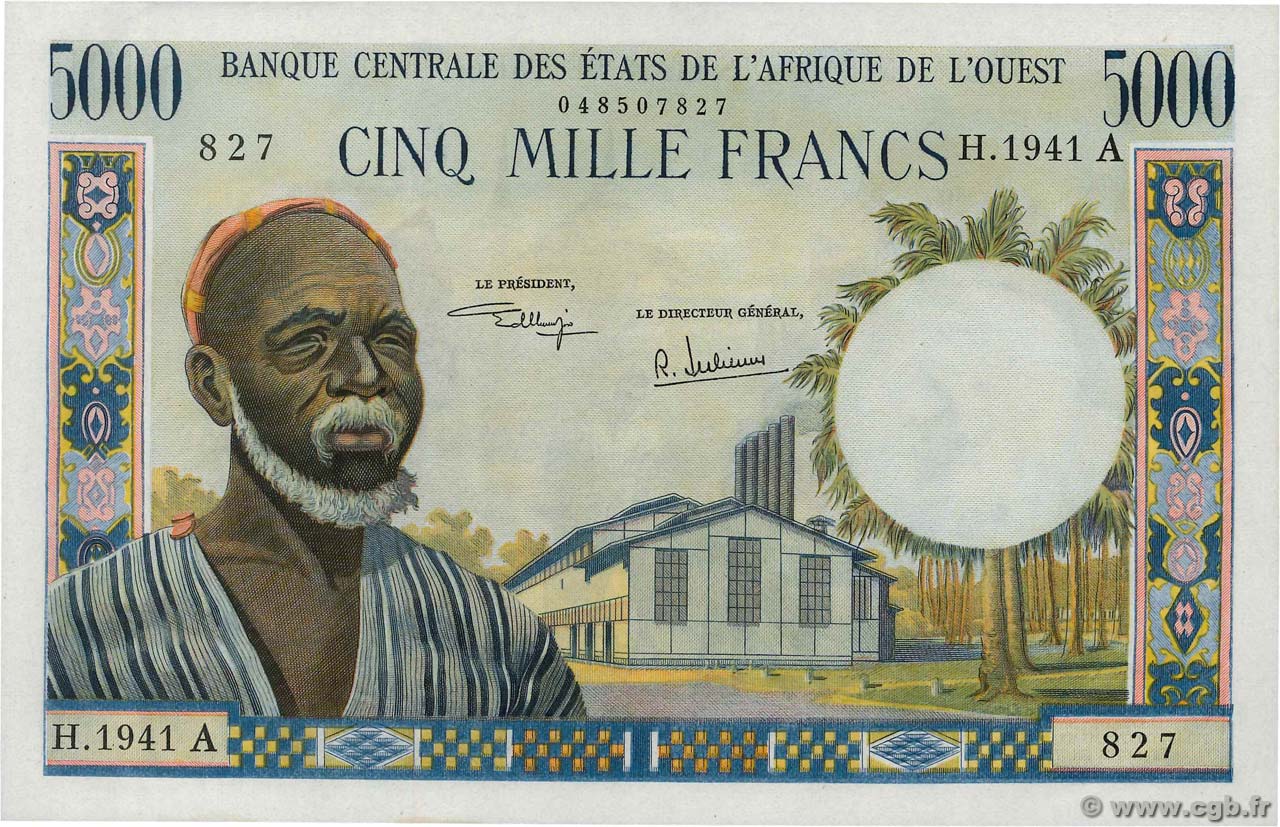 5000 Francs ÉTATS DE L AFRIQUE DE L OUEST  1975 P.104Ah pr.NEUF