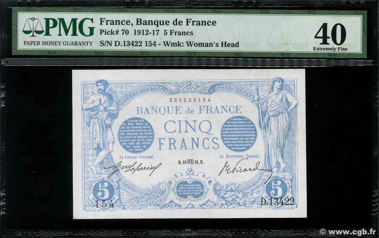 5 Francs BLEU FRANCE  1916 F.02.42 TTB+