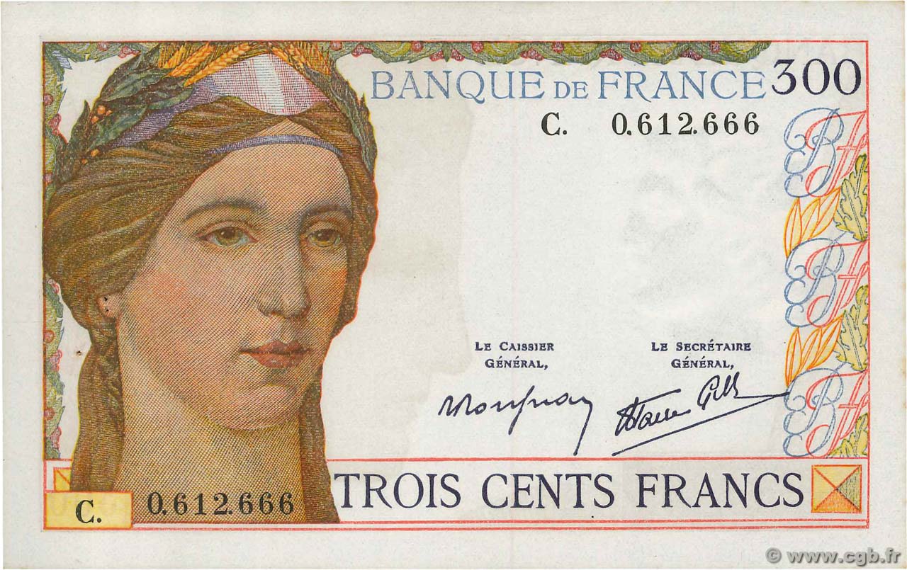 300 Francs FRANCIA  1938 F.29.01 SPL+