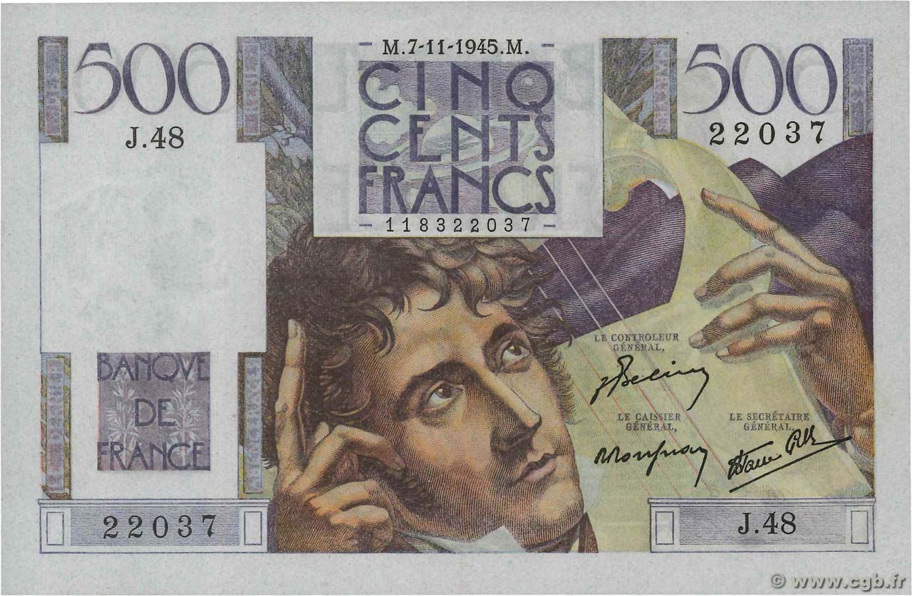 500 Francs CHATEAUBRIAND FRANCE  1945 F.34.03 pr.NEUF
