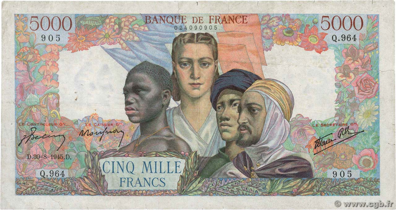 5000 Francs EMPIRE FRANÇAIS FRANCIA  1945 F.47.41 BC