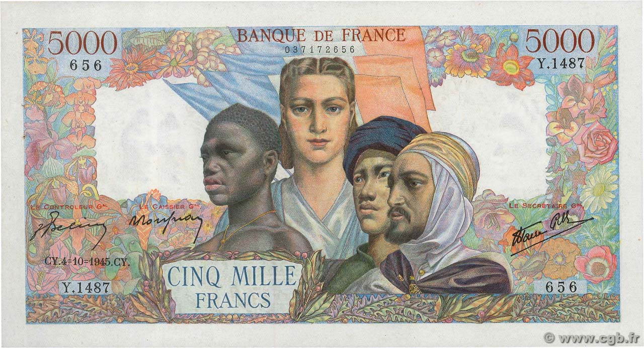 5000 Francs EMPIRE FRANÇAIS FRANCIA  1945 F.47.46 EBC+