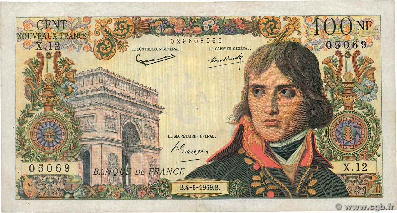 100 Nouveaux Francs BONAPARTE FRANCIA  1959 F.59.02 BC