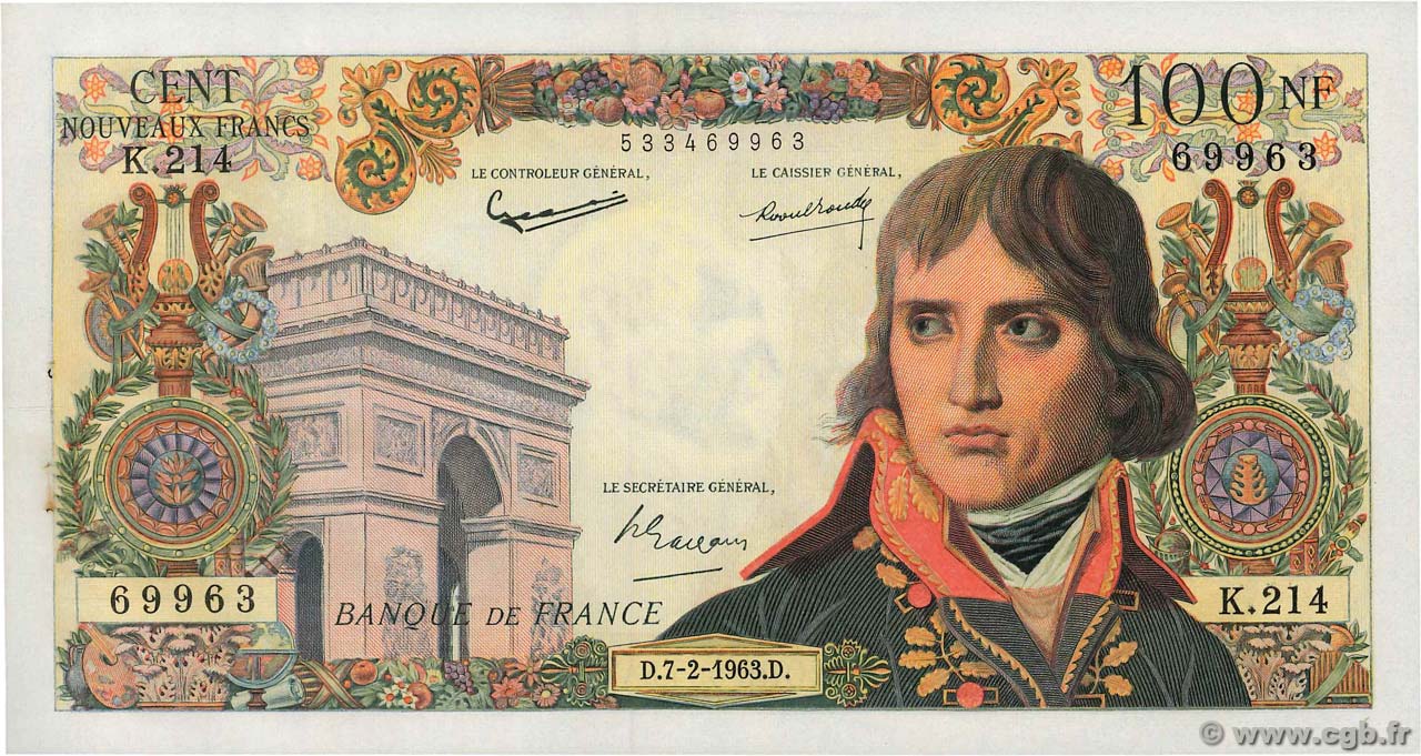 100 Nouveaux Francs BONAPARTE FRANCIA  1963 F.59.19 EBC+