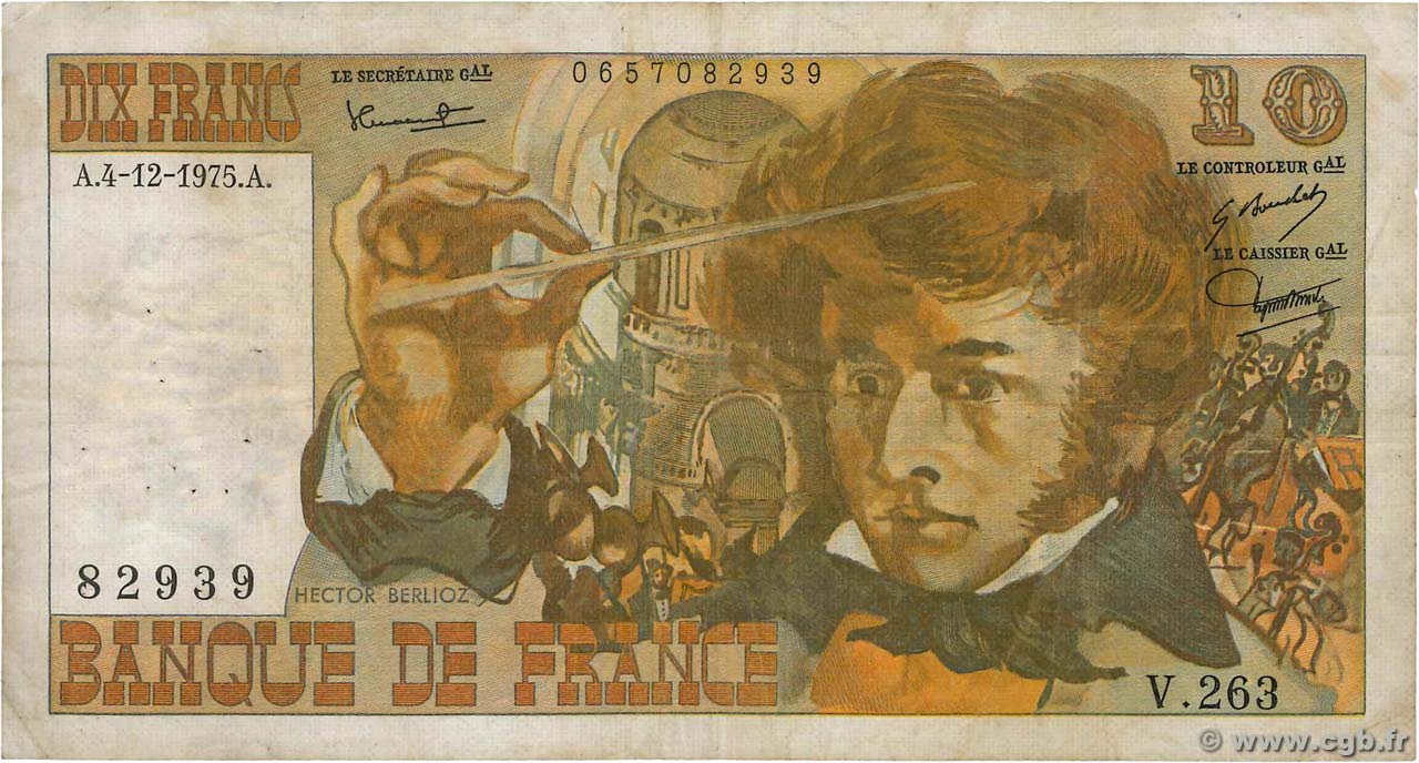 10 Francs BERLIOZ FRANCIA  1975 F.63.15 MB