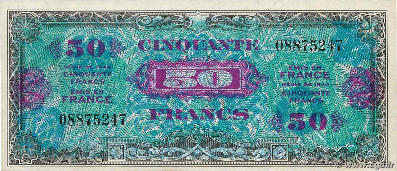 50 Francs DRAPEAU FRANCE  1944 VF.19.01 NEUF