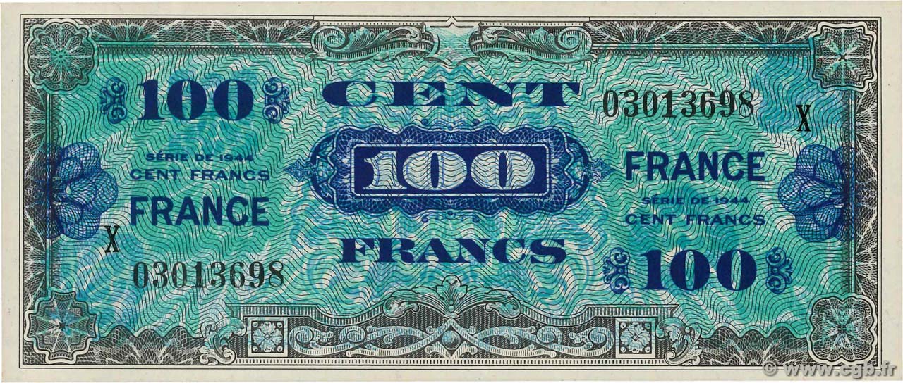 100 Francs FRANCE FRANKREICH  1945 VF.25.11 fST