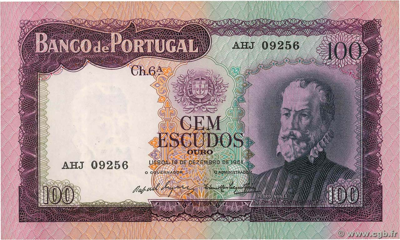 100 Escudos PORTUGAL  1961 P.165a EBC+