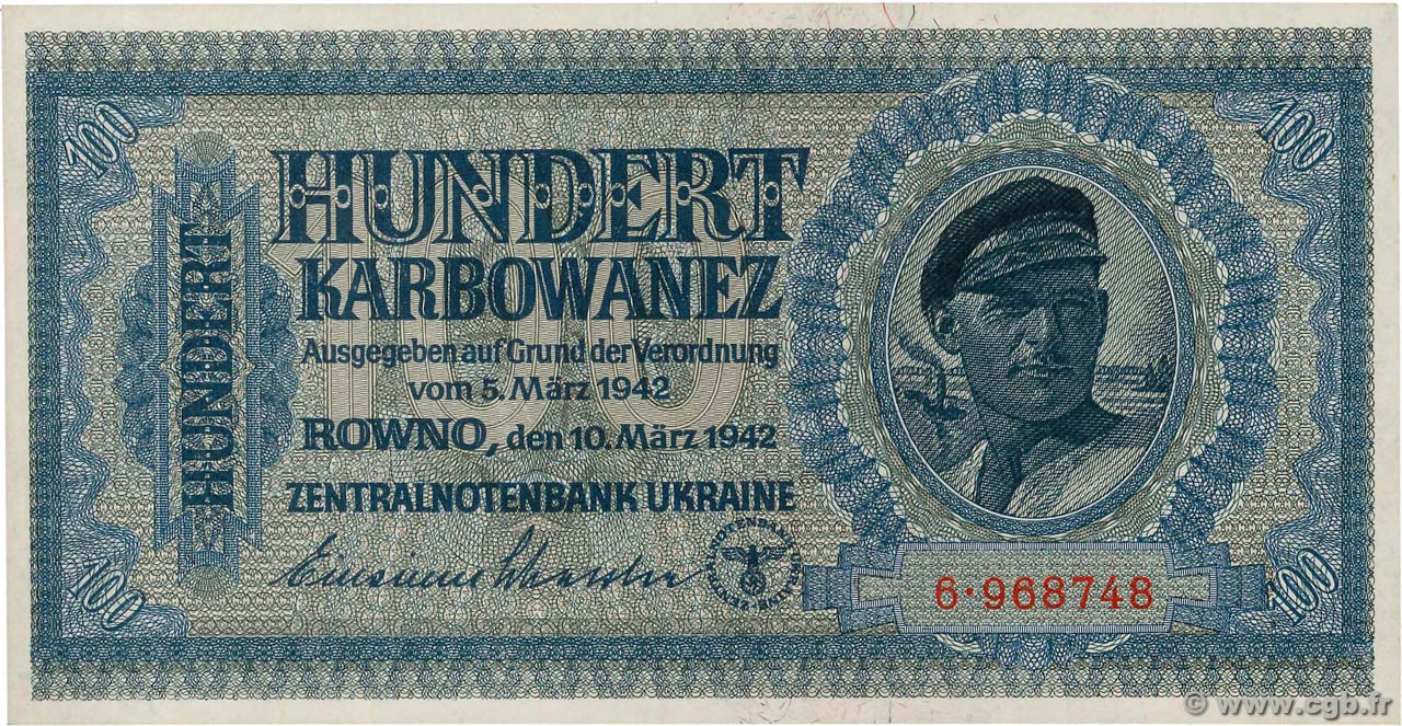 100 Karbowanez UCRAINA  1942 P.055 FDC