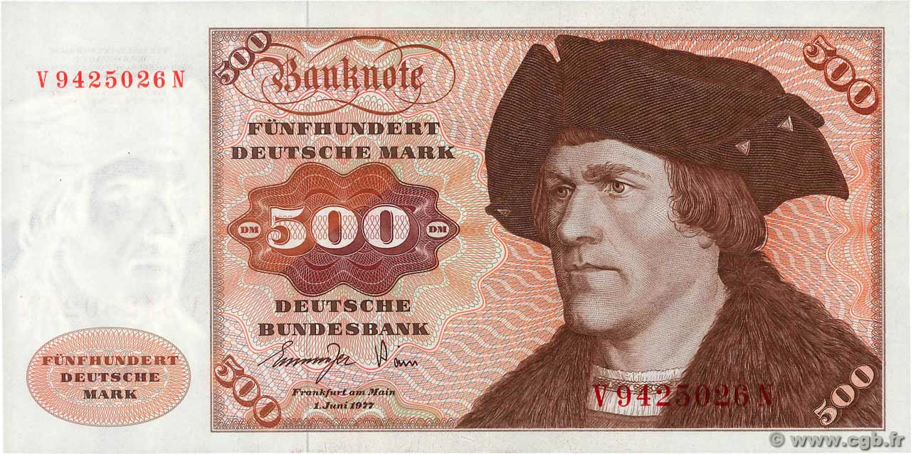 500 Deutsche Mark GERMAN FEDERAL REPUBLIC  1977 P.35b SC+