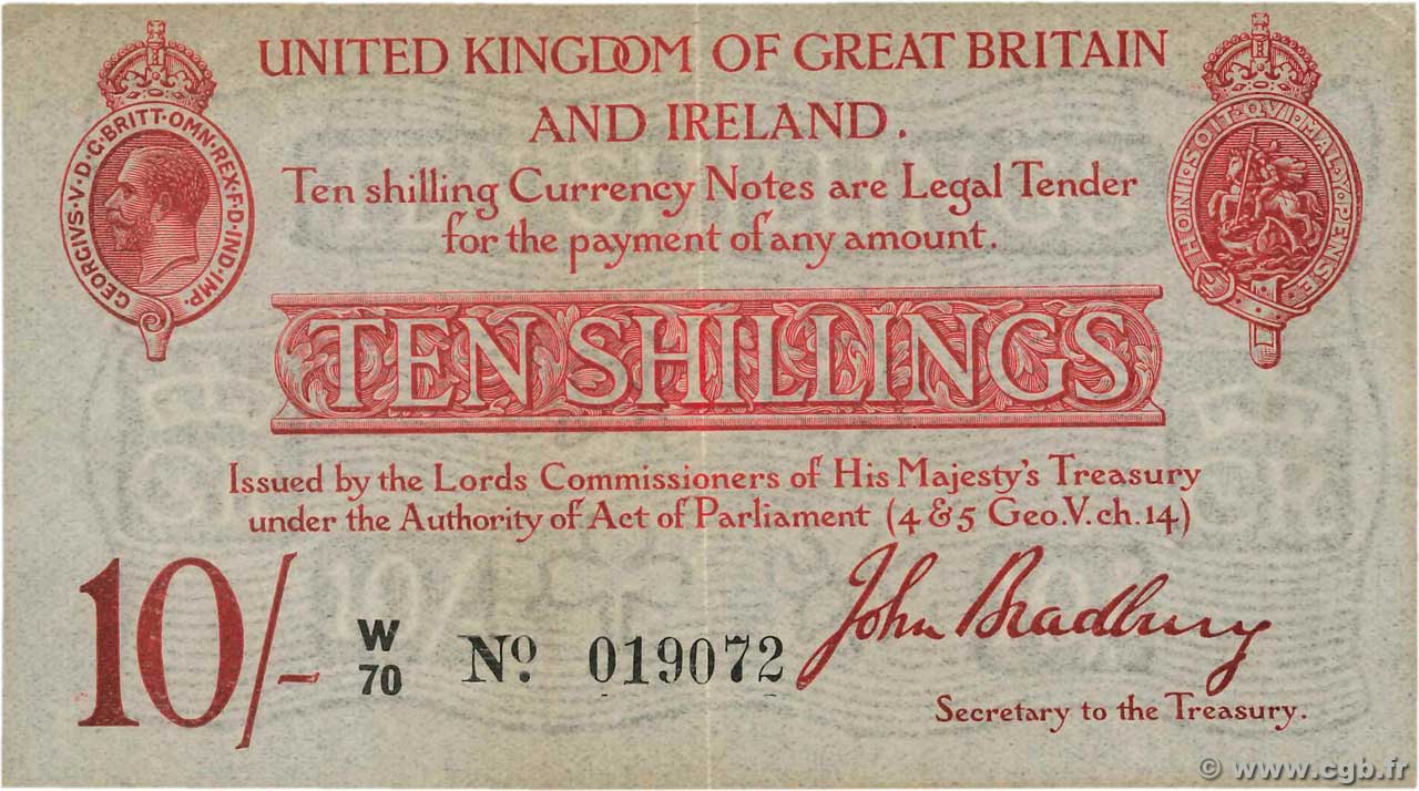 10 Shillings INGLATERRA  1918 P.348 MBC