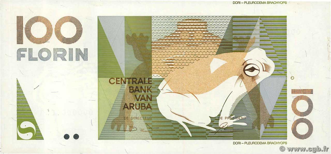 100 Florin Petit numéro ARUBA  1990 P.10 ST
