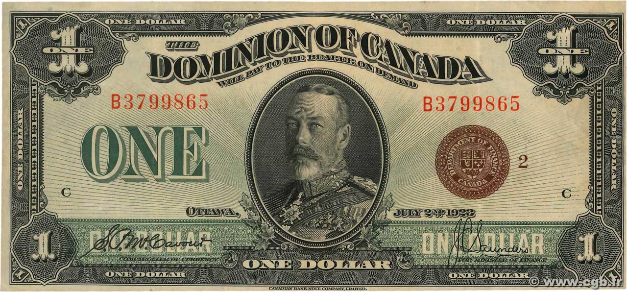 1 Dollar CANADA  1923 P.033i TB+