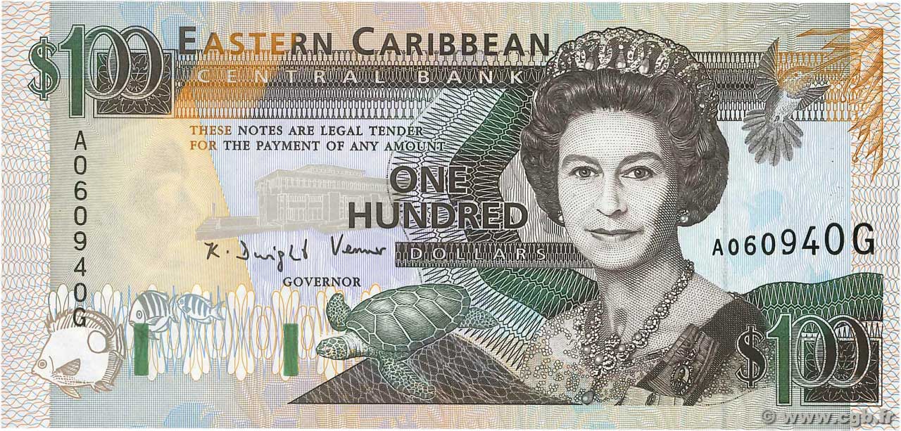 100 Dollars EAST CARIBBEAN STATES  1993 P.30g SC+