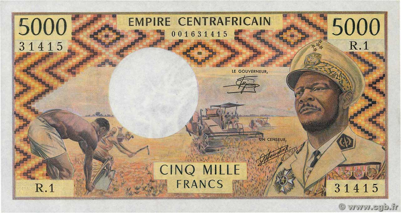 5000 Francs REPúBLICA CENTROAFRICANA  1979 P.07 EBC+