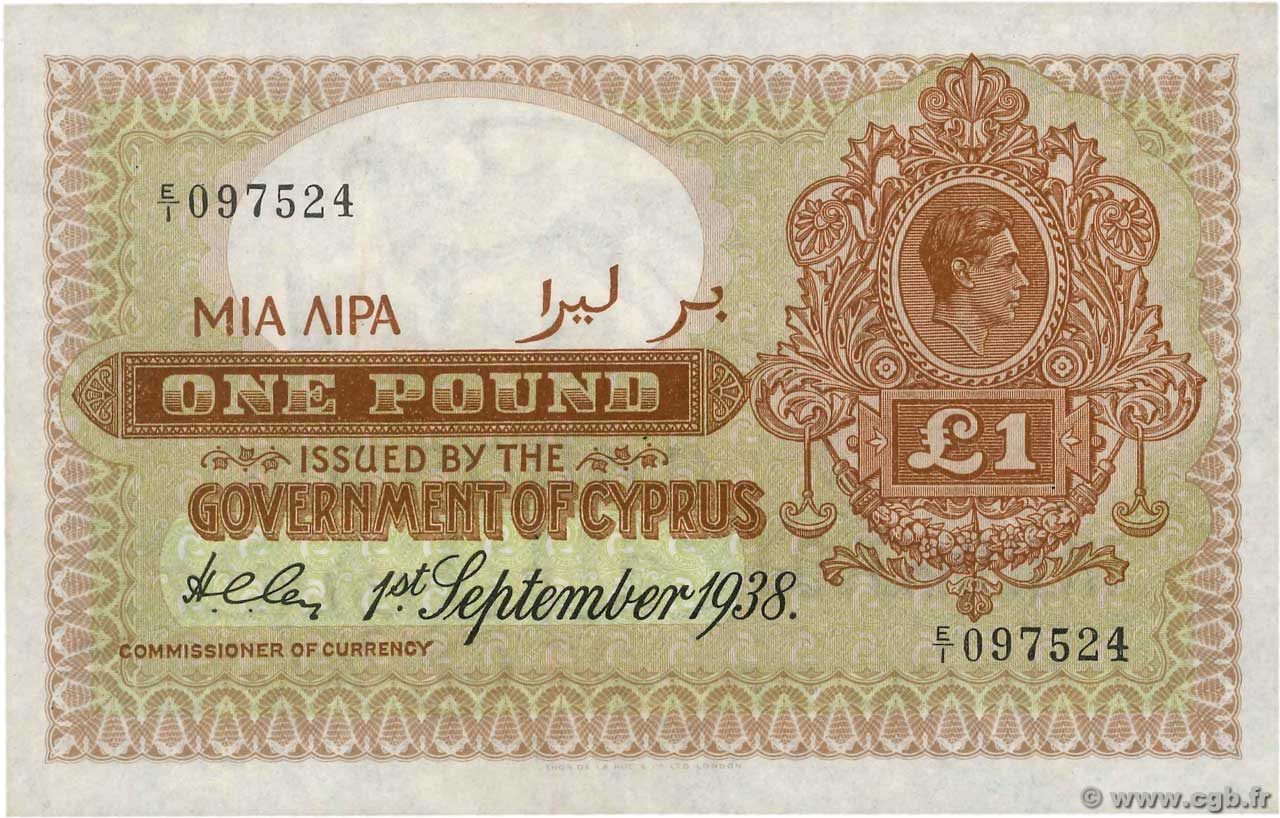 1 Pound ZYPERN  1938 P.24 SS