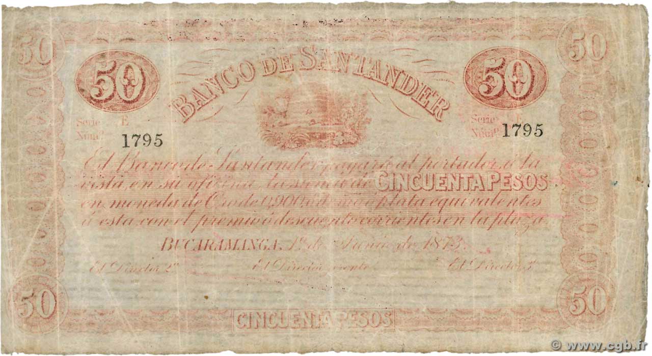 50 Pesos COLOMBIA  1900 PS.835b B