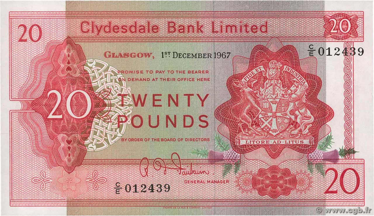 20 Pounds SCOTLAND  1967 P.200 SC