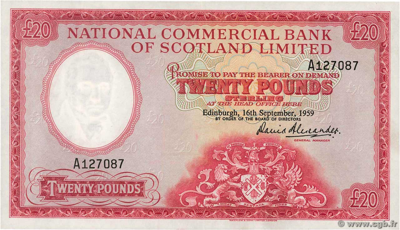 20 Pounds Sterling SCOTLAND  1959 P.267 fST