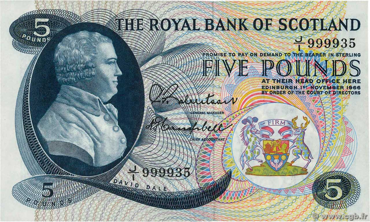 5 Pounds SCOTLAND  1966 P.328 q.FDC