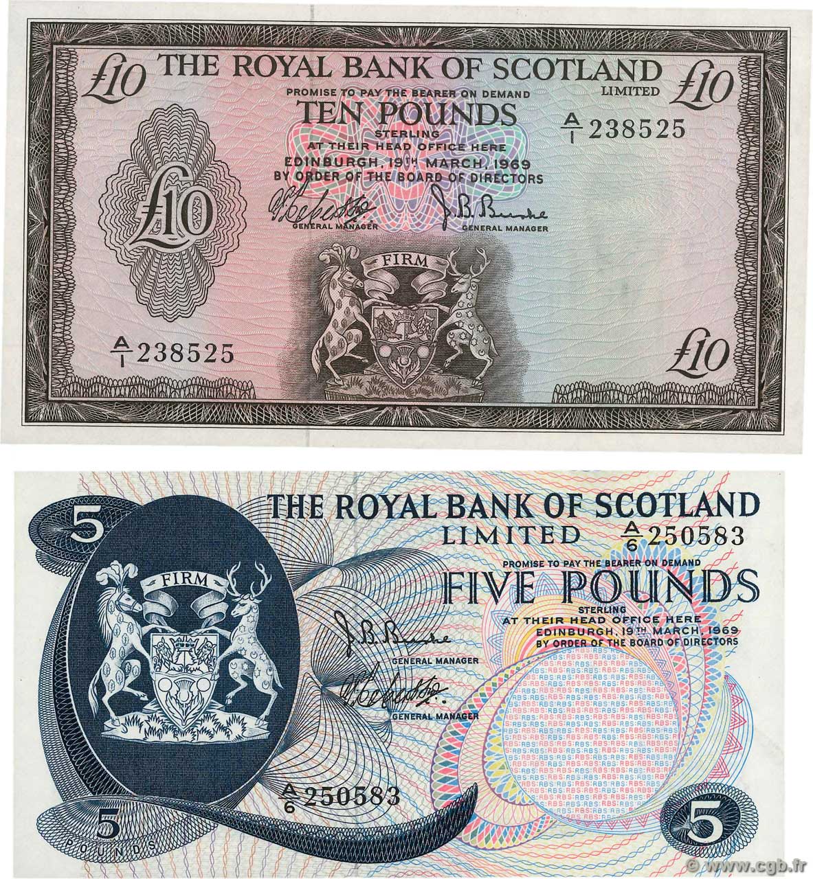 5 et 10 Pounds SCOTLAND  1969 P.330 et P.331 FDC