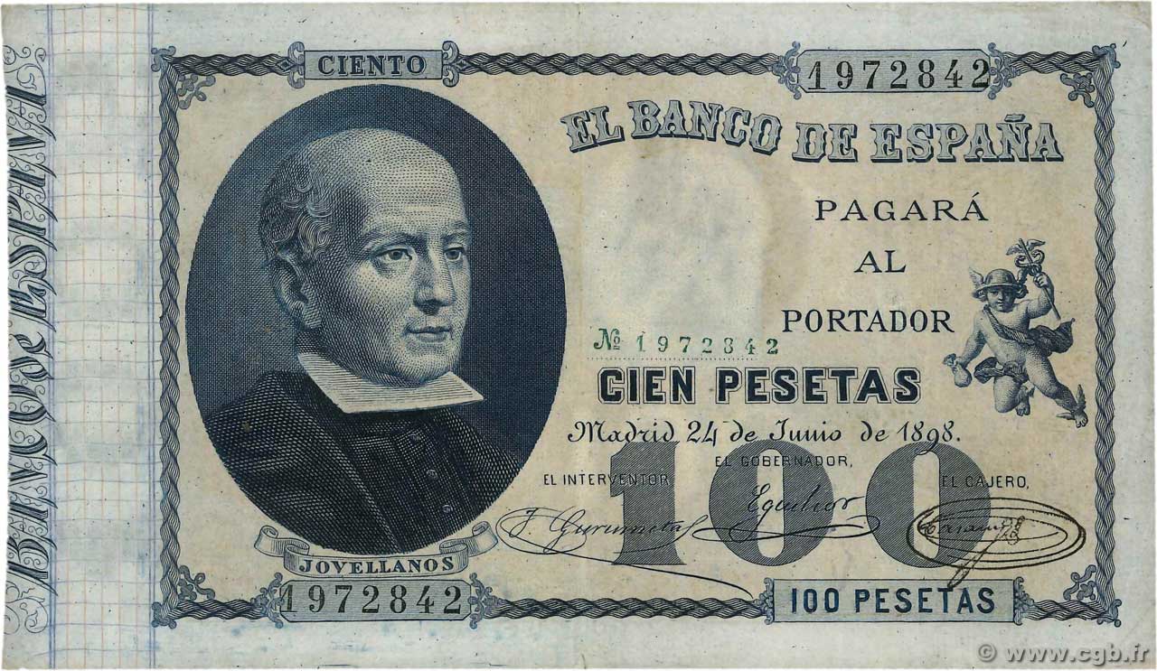 100 Pesetas ESPAGNE  1898 P.048 TB+