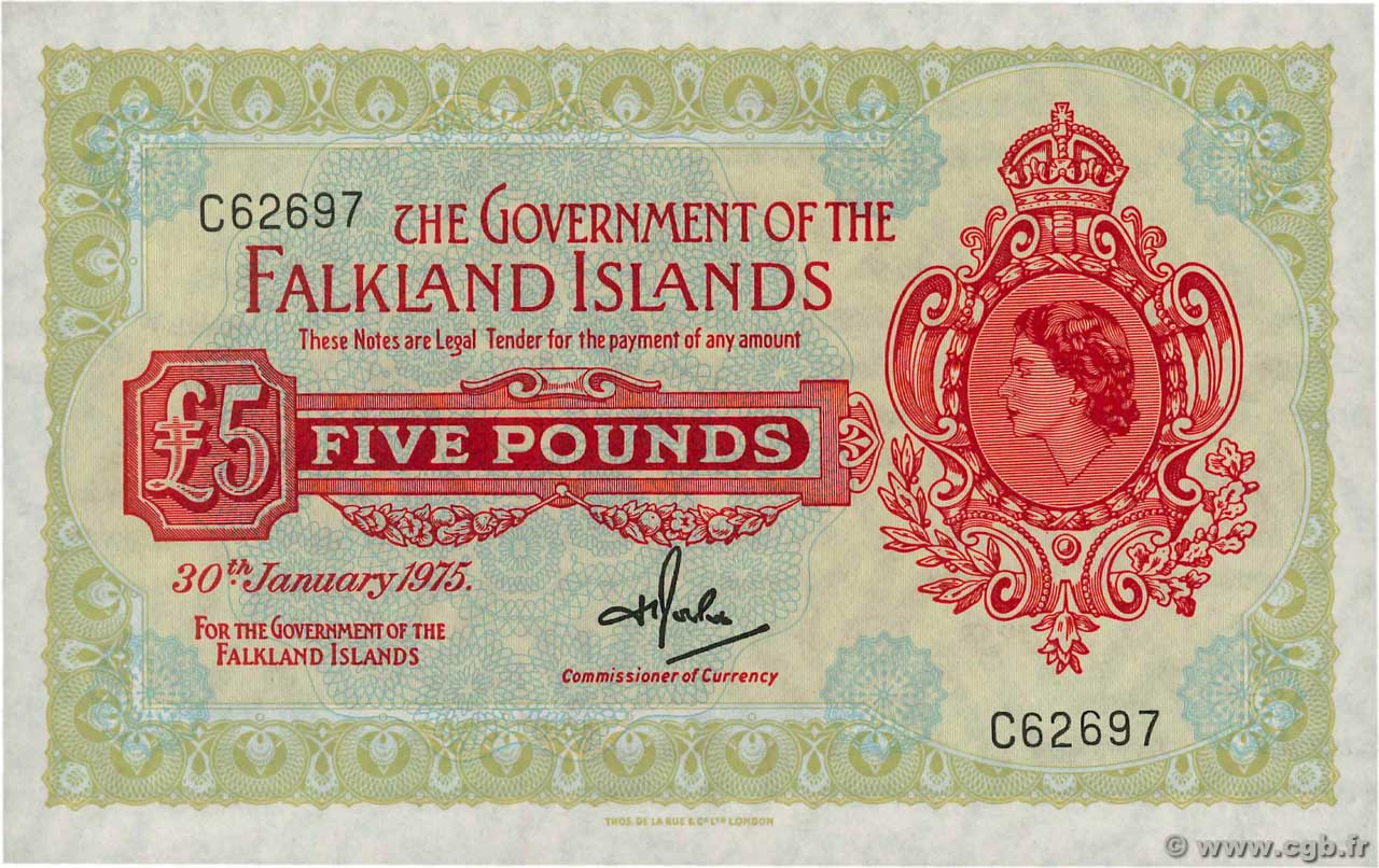 5 Pounds ISLAS MALVINAS  1975 P.09b FDC