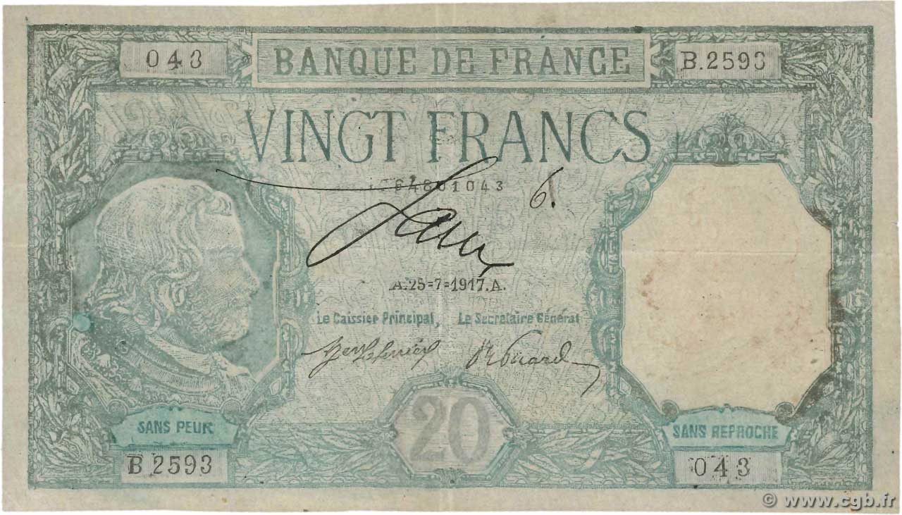 20 Francs BAYARD Faux FRANCE  1917 F.11.02x F+