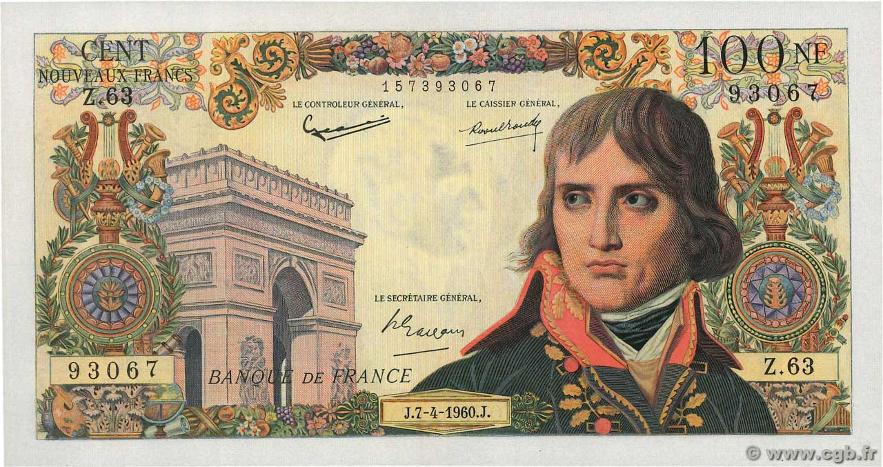 100 Nouveaux Francs BONAPARTE FRANKREICH  1960 F.59.06 VZ