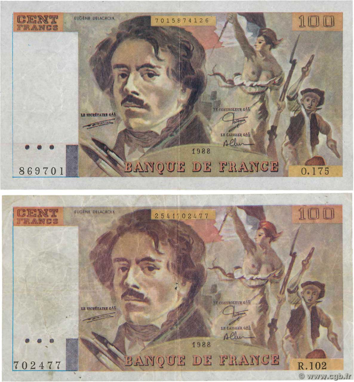 100 Francs DELACROIX modifié Faux FRANCIA  1988 F.69.12x BC