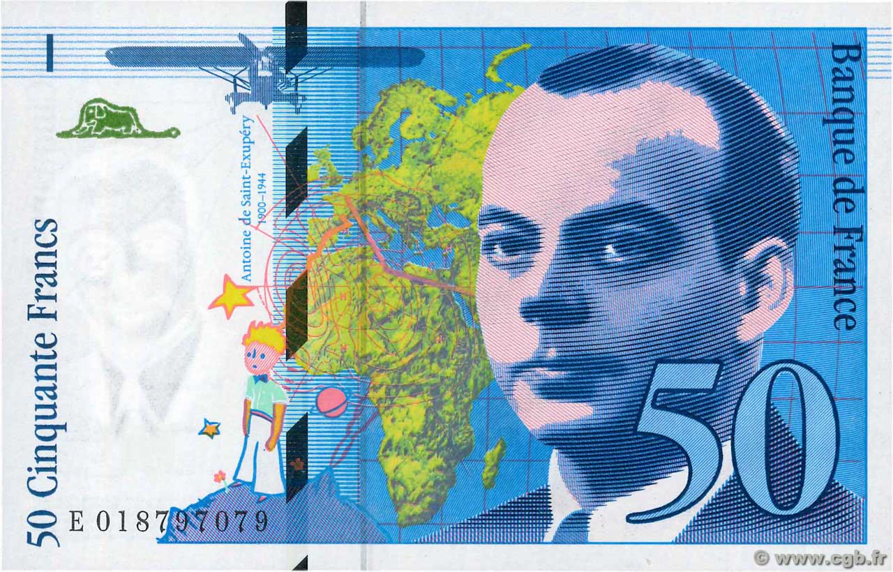 50 Francs SAINT-EXUPÉRY Modifié FRANCIA  1994 F.73.01c FDC