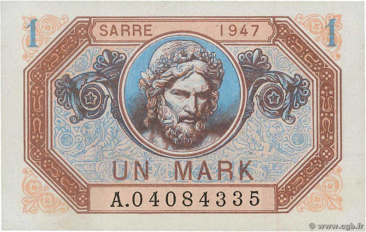 1 Mark SARRE FRANCIA  1947 VF.44.01 SC+