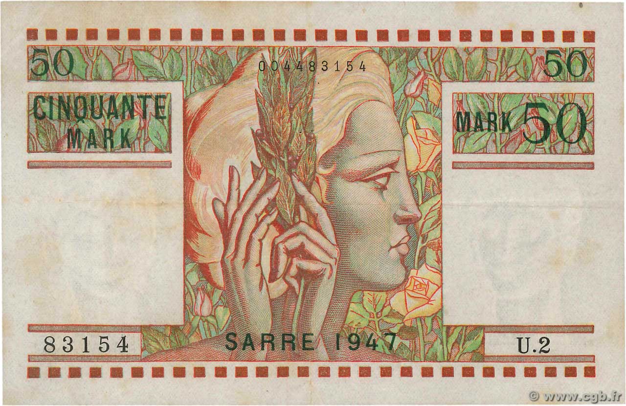 50 Mark SARRE FRANKREICH  1947 VF.48.01 fSS