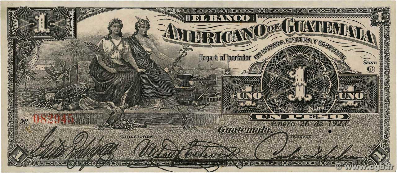 1 Peso GUATEMALA  1923 PS.116a SPL