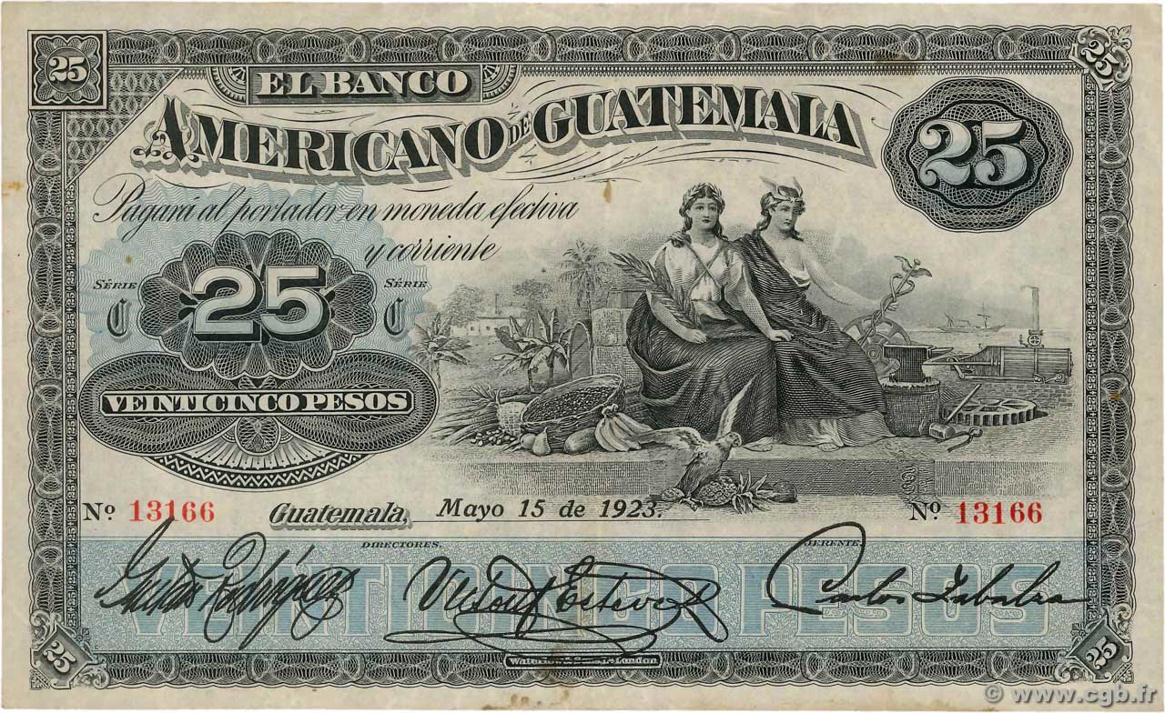 25 Pesos GUATEMALA  1923 PS.118a TB